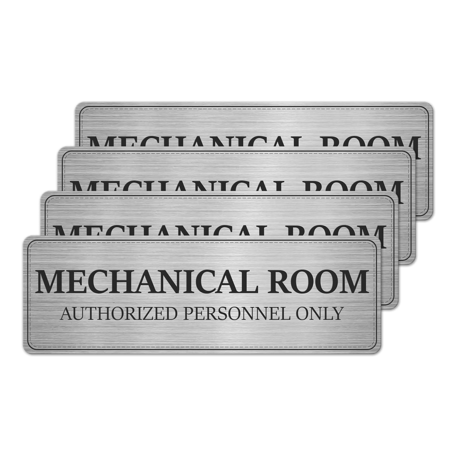 4 Pack Mechanical Room Sign 9×3 Inches Self-Adhesive Durable Aluminum Silver …