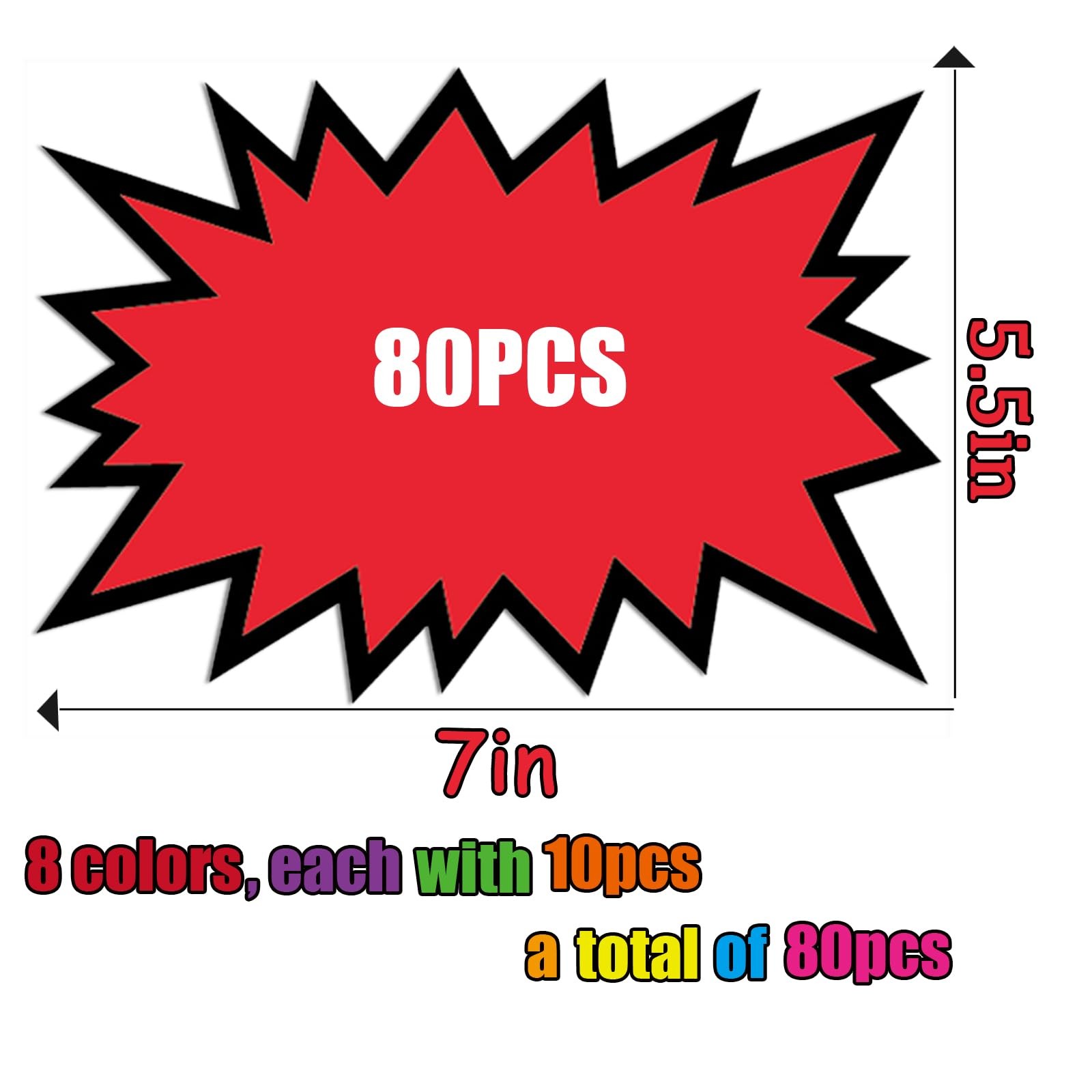 5.5x7Inch 80Pieces Fluorescent Neon Signs,Burst Star cutouts Signs for Retail…