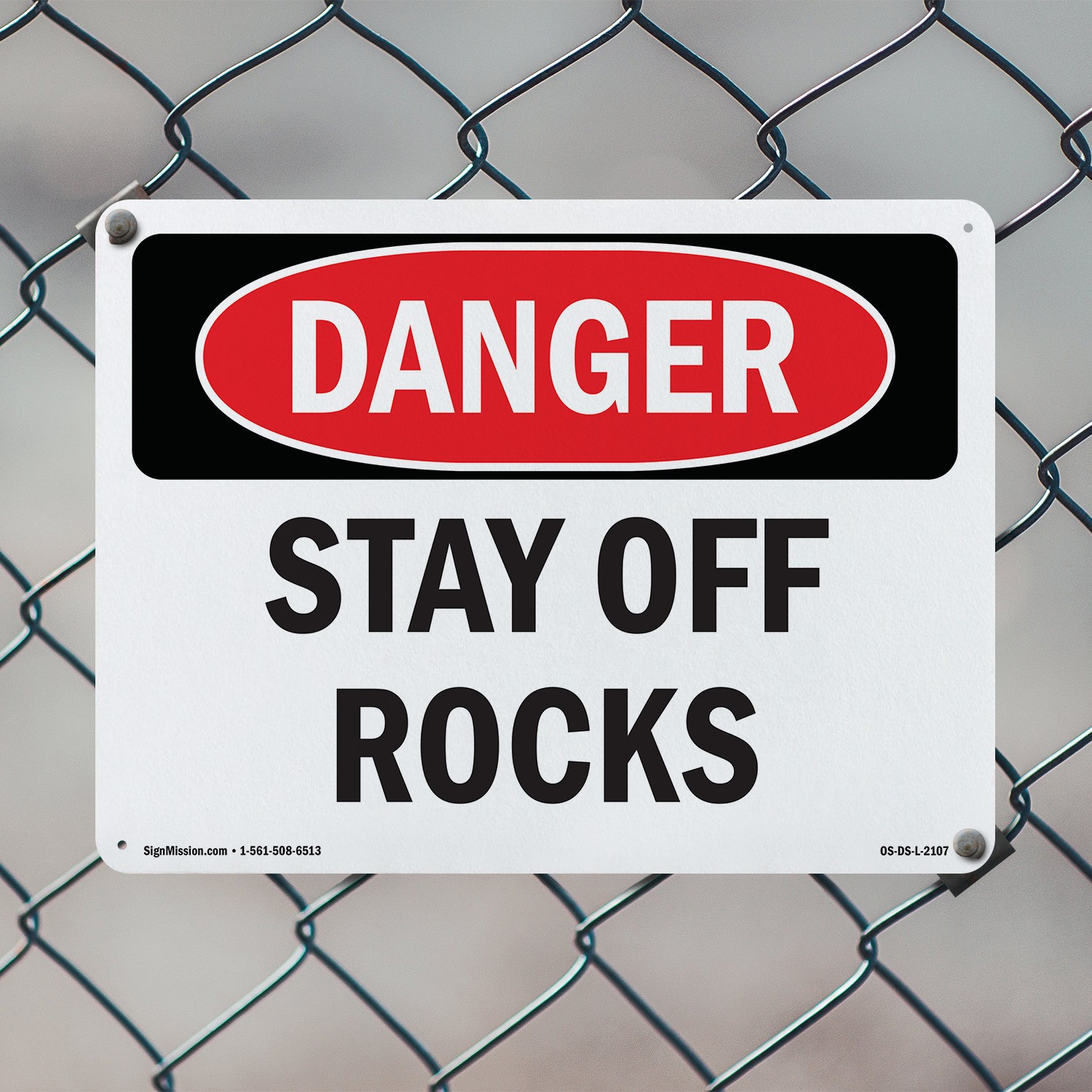 Stay Off Rocks OSHA Danger Sign Metal, Plastic, Or Decal – 5 or 10 Pack