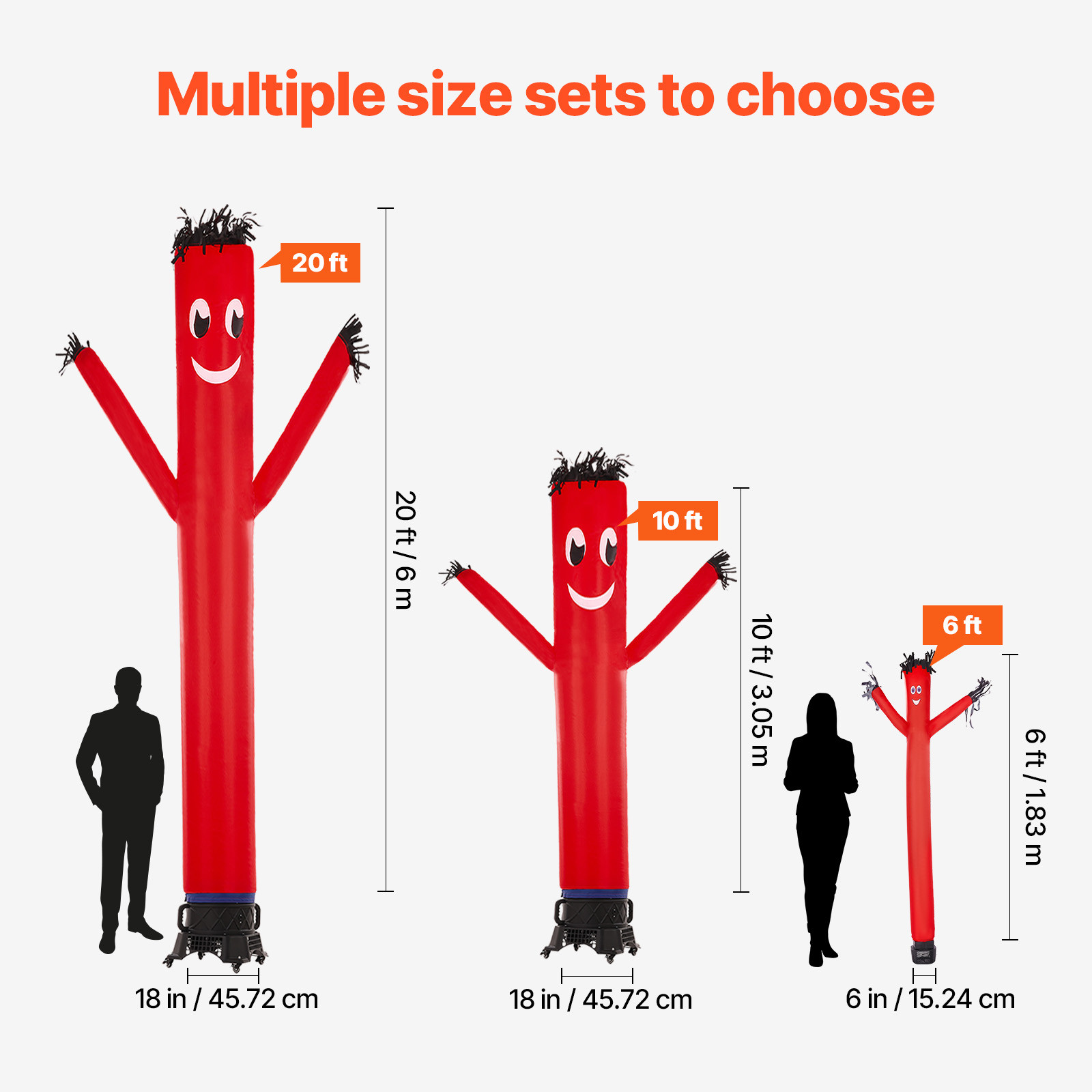 VEVOR 10 ft Wacky Waving Inflatable Tube Man with 9/10 HP Blower Fan