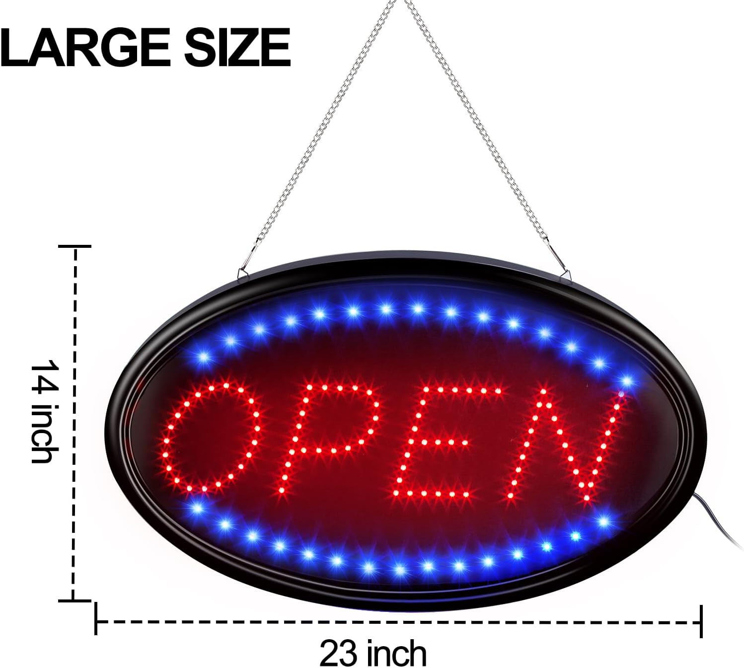 LED Open Sign, Large 23X14 Inch Business Open Sign with Remote Electric Display