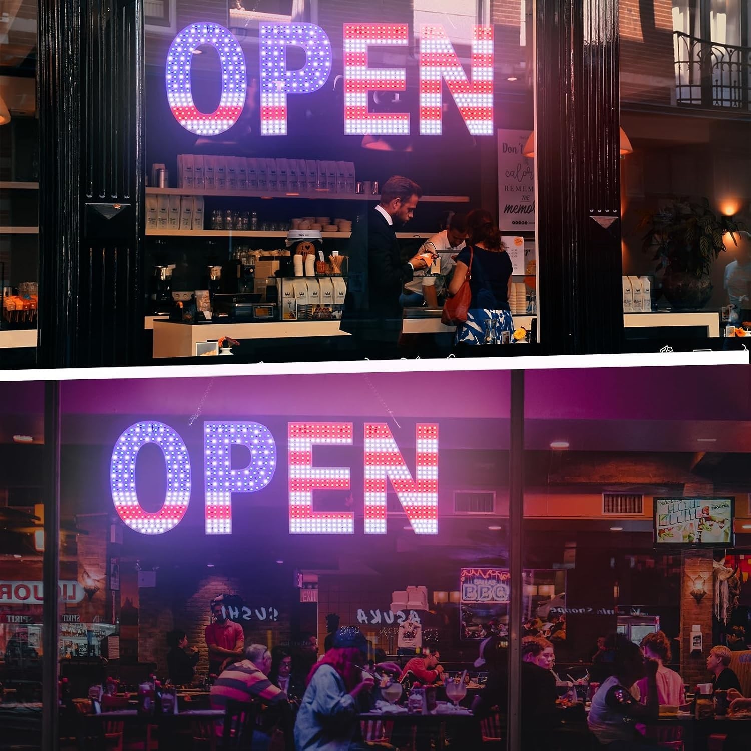 LED Open Signs for Business,Thirdpolite 30×10 inch Large Dimmable Bright Light U