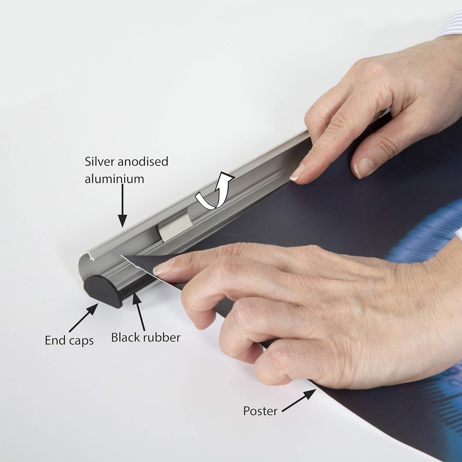 Poster Snap Hanger Set 18 inch Wall Mounting Silver 1.02″ Aluminum Profile
