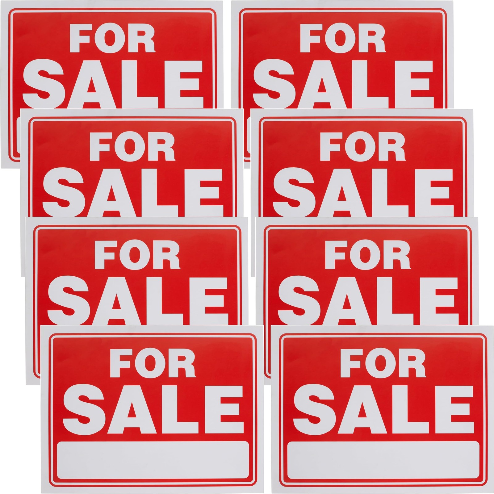 8 Pack For Sale Sign 9″ x 12″ Plastic Red White Car Auto Vehicle Window Yard…