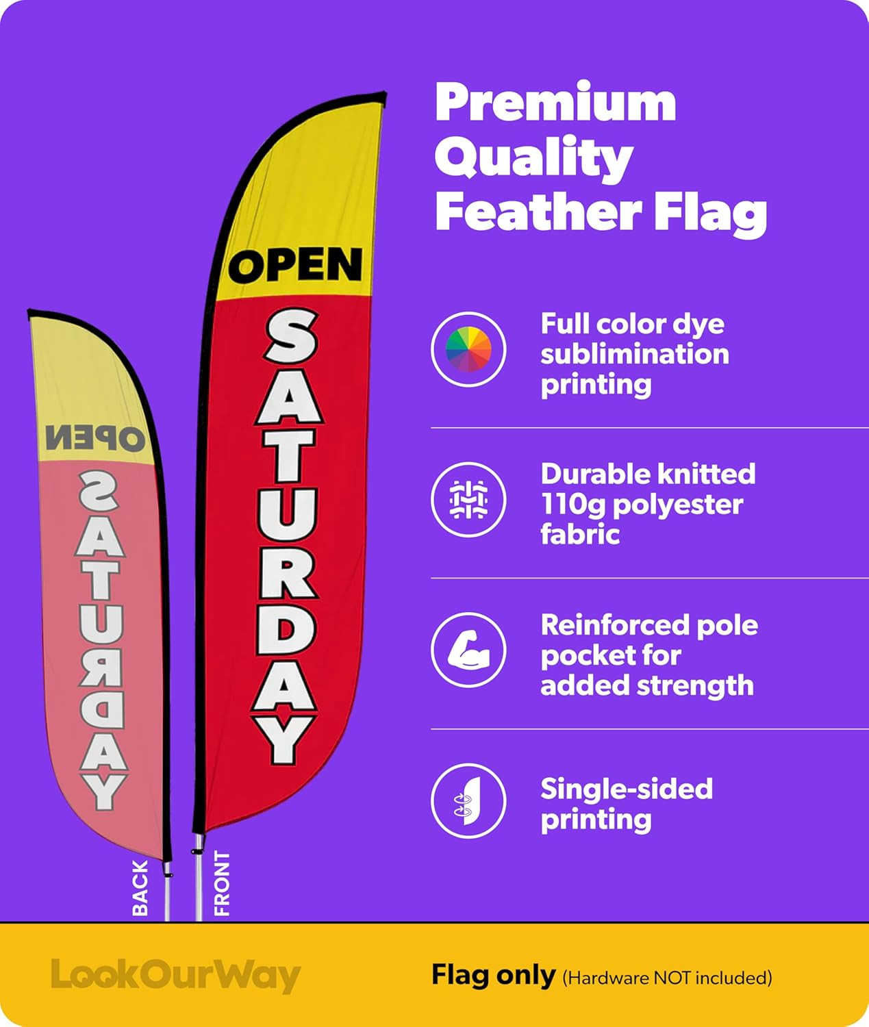 Feather Flag Banner – 12 Feet Tall Advertising Sign Swooper Flag Only, No Poles