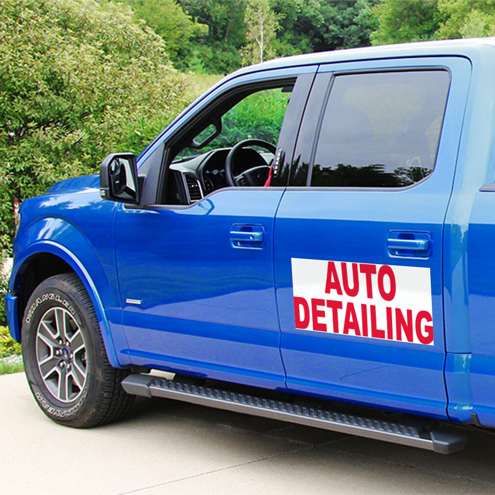 Car Magnet Set of 2 Auto Detailing Red Auto Car Repair Shop B Industrial Sign