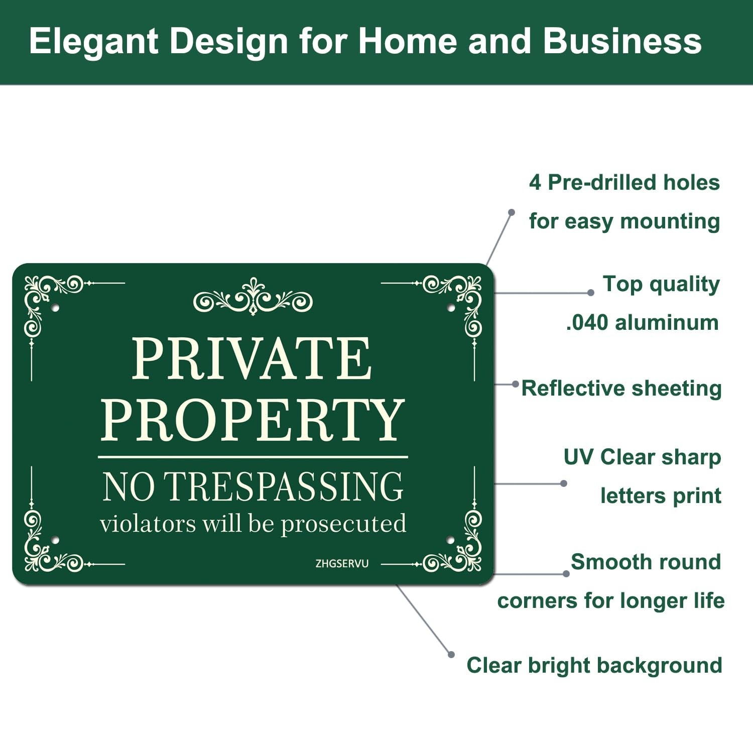 Private Property No Trespassing Signs, Christmas Elegant Design 12″ x 8″ Rust…