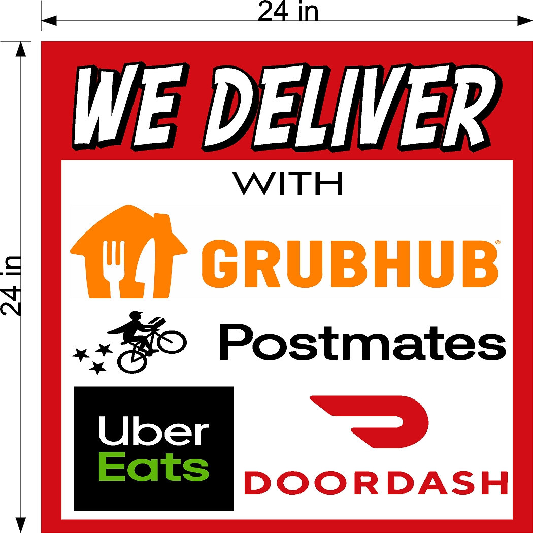 PERF WINDOW VINYL DECAL 2′ X 2′ WE DELIVER WITH GRUBHUB POSTMATES DOORDASH UBE