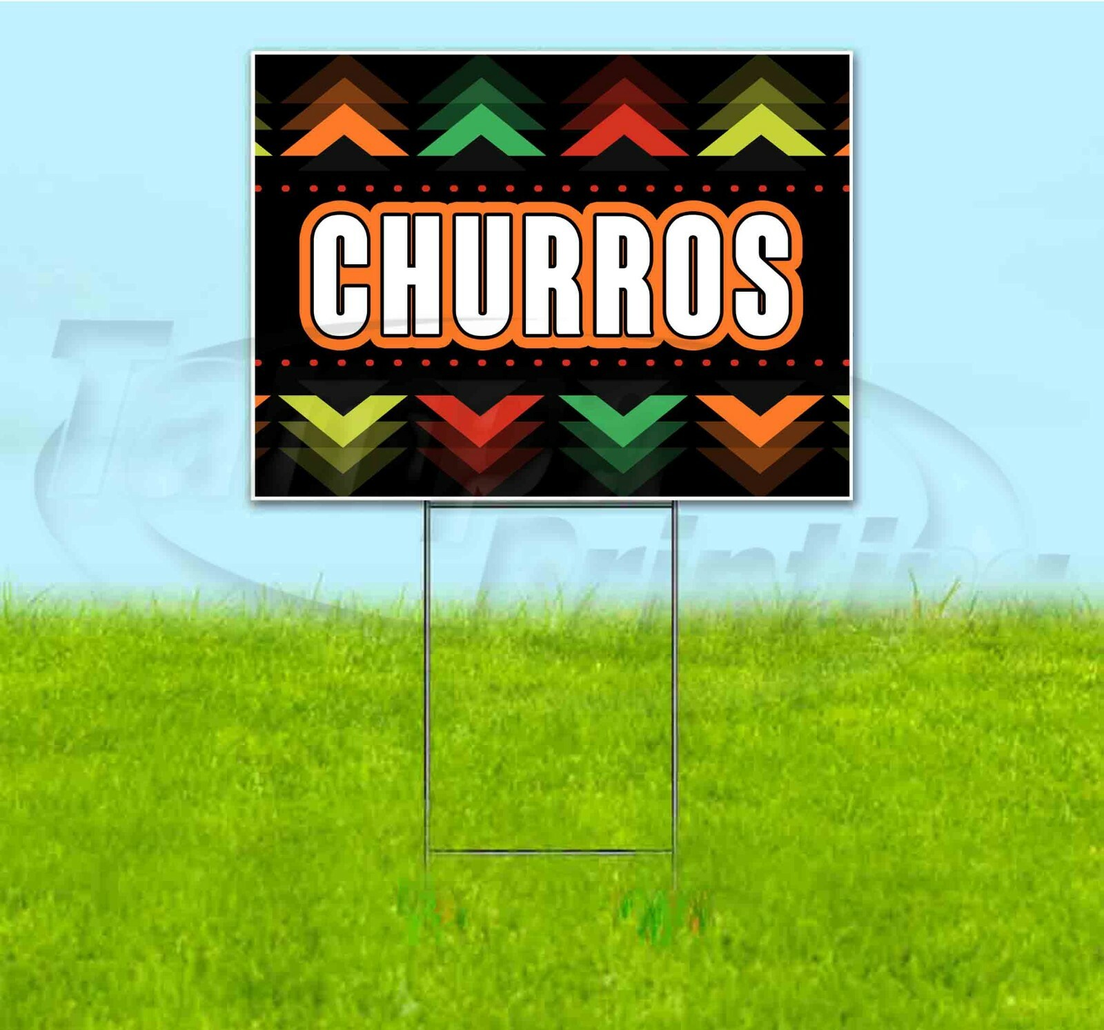 CHURROS 18×24 Yard Sign WITH STAKE Corrugated Plastic Bandit Lawn MEXICO FIESTA