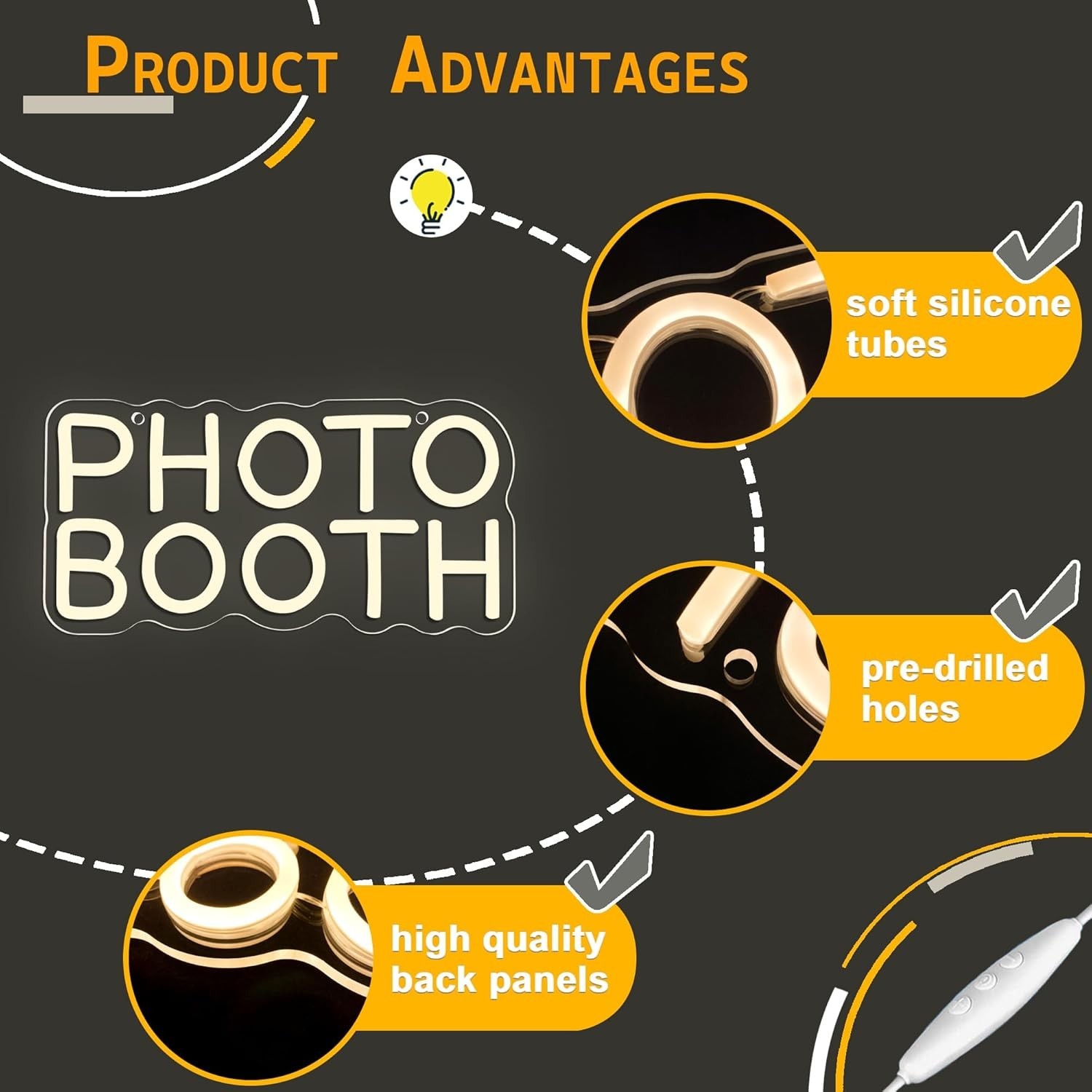 Vibrant Photo Booth Neon Sign with Dimmable LED – Perfect for Parties & Studios