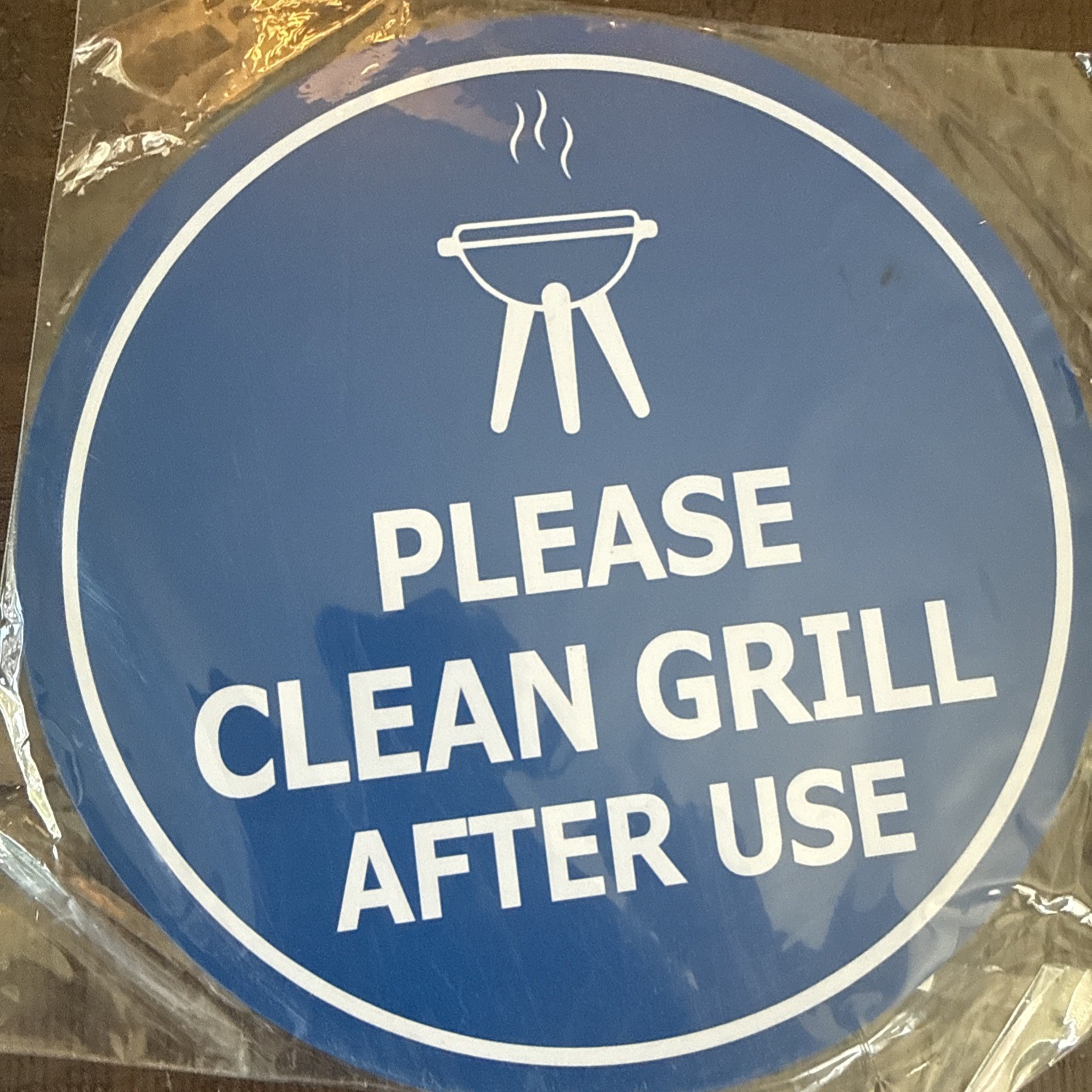 Circle Please Clean Grill after Use Sign BBQ Cleaning Signage Shared Living Blue