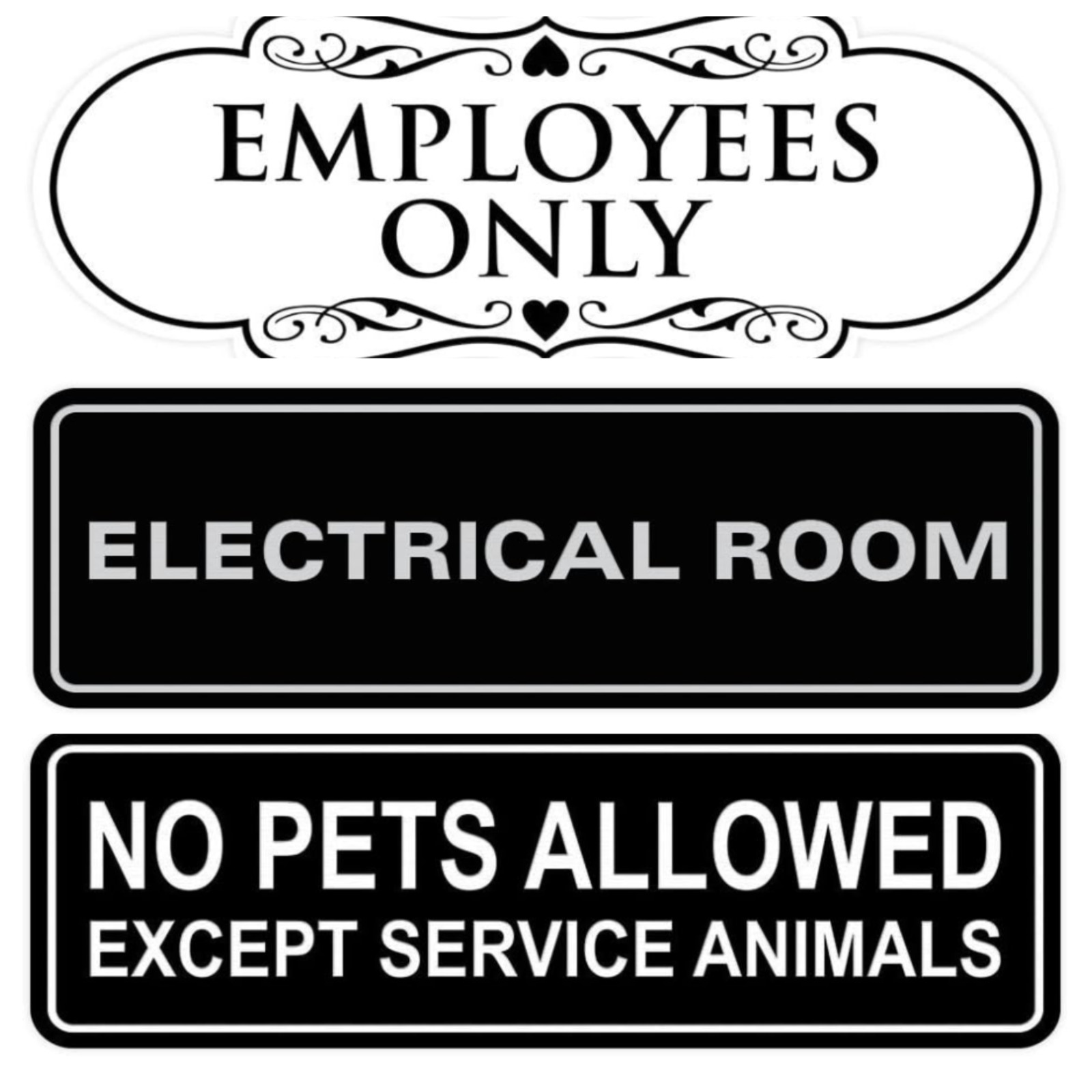 Office Exit Entrance No Smoking Stairs Dog Toilet Head Weapons Authorized Shirt