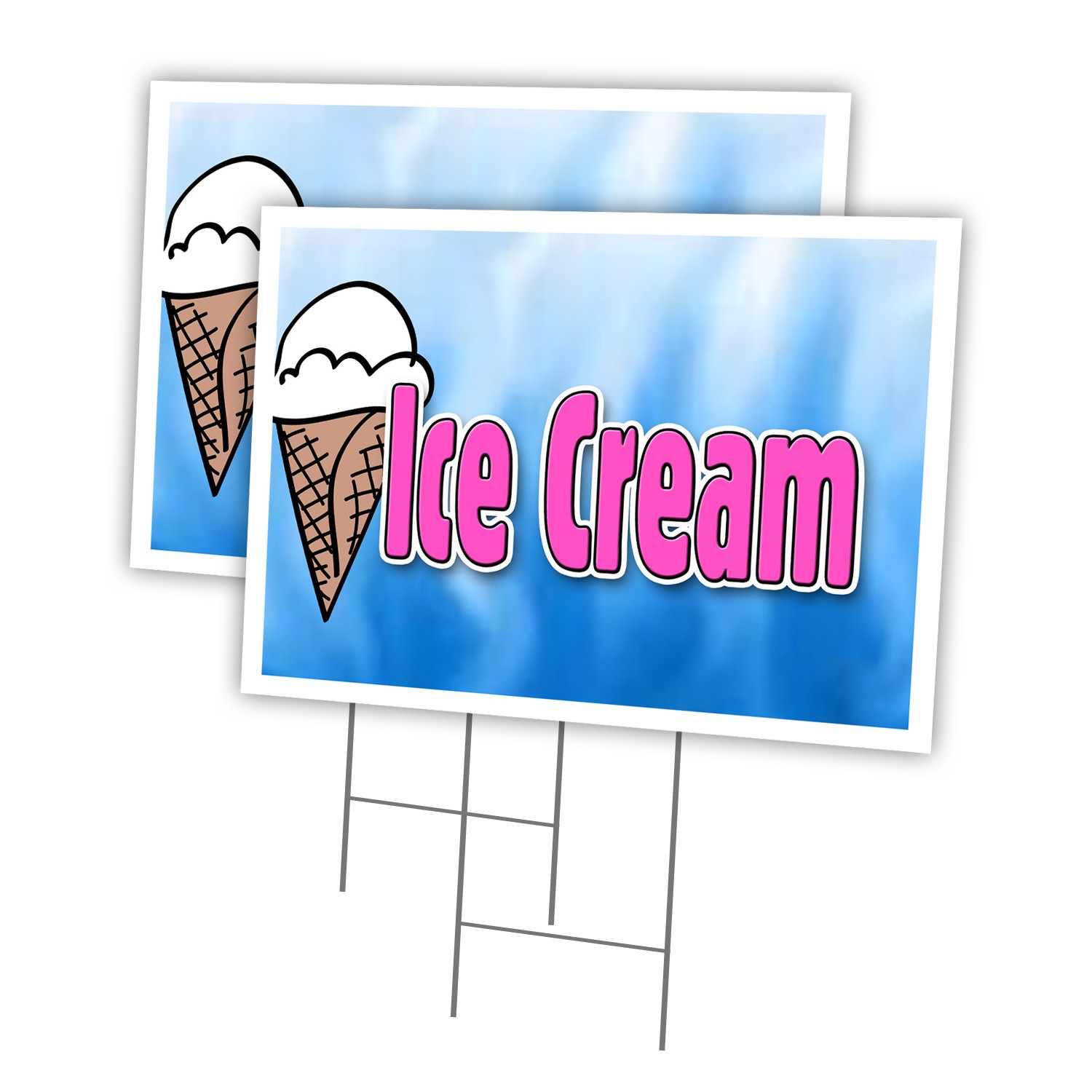 Ice Cream 1 Multi-Pack of Yard Signs & Stake outdoor plastic coroplast window
