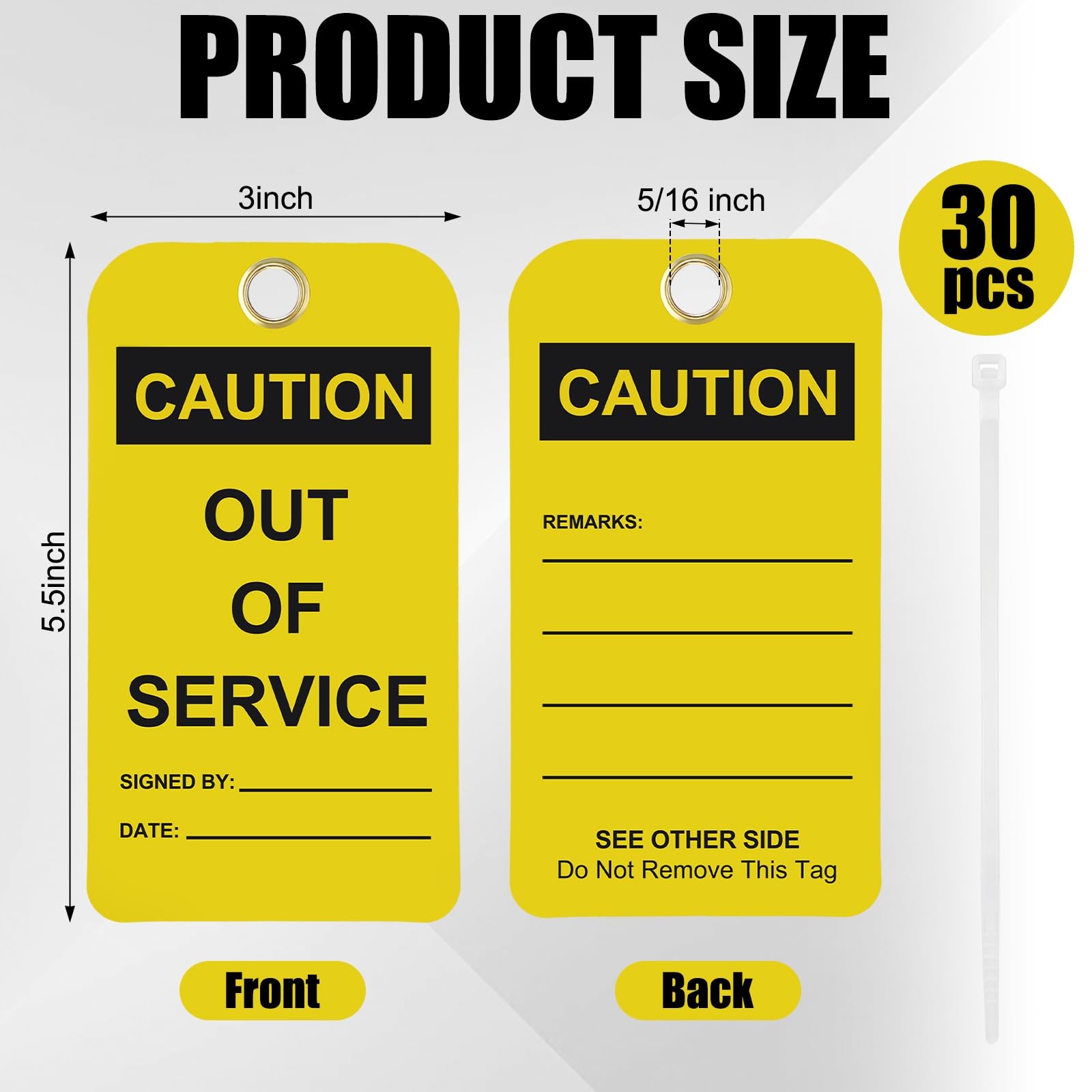 30 Pcs Caution Out of Tags – 5.5 x 3 Inches Yellow Caution Safety Signs with …