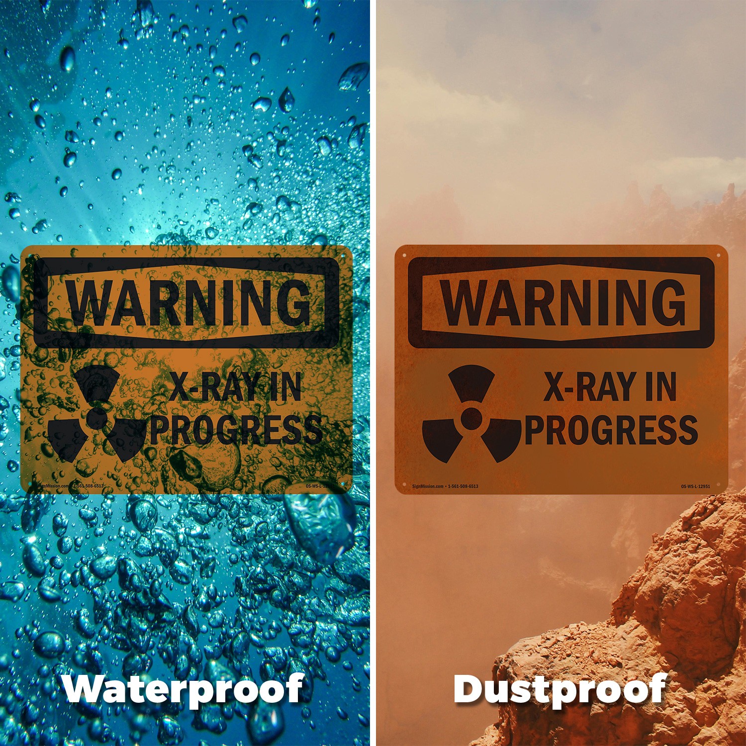 X-Ray In Progress With Symbol OSHA WARNING Sign Metal,, Decal 5 or 10 Pack