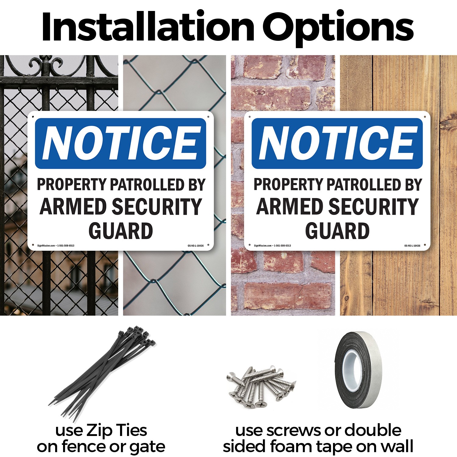 Property Patrolled By Armed Security Guard OSHA Notice Sign, Decal 5 or 10 Pack