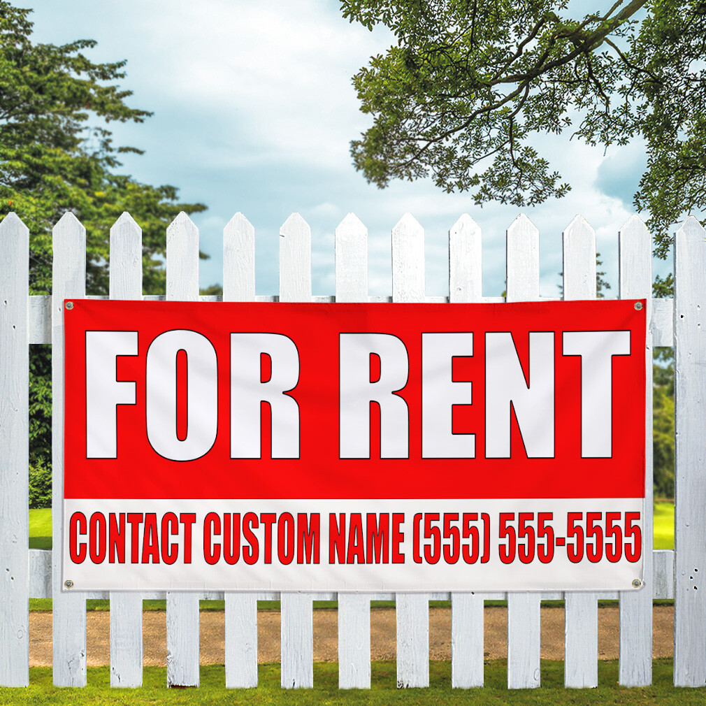 Vinyl Banner Multiple Sizes For Rent Custom Name Phone Number Red Business