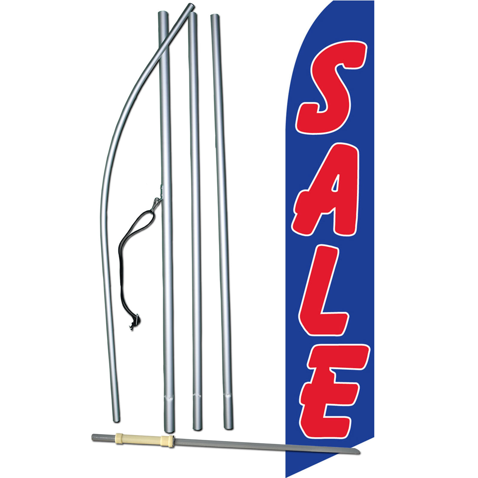 Sale Blue And Red Flag with Flag Pole and Spike