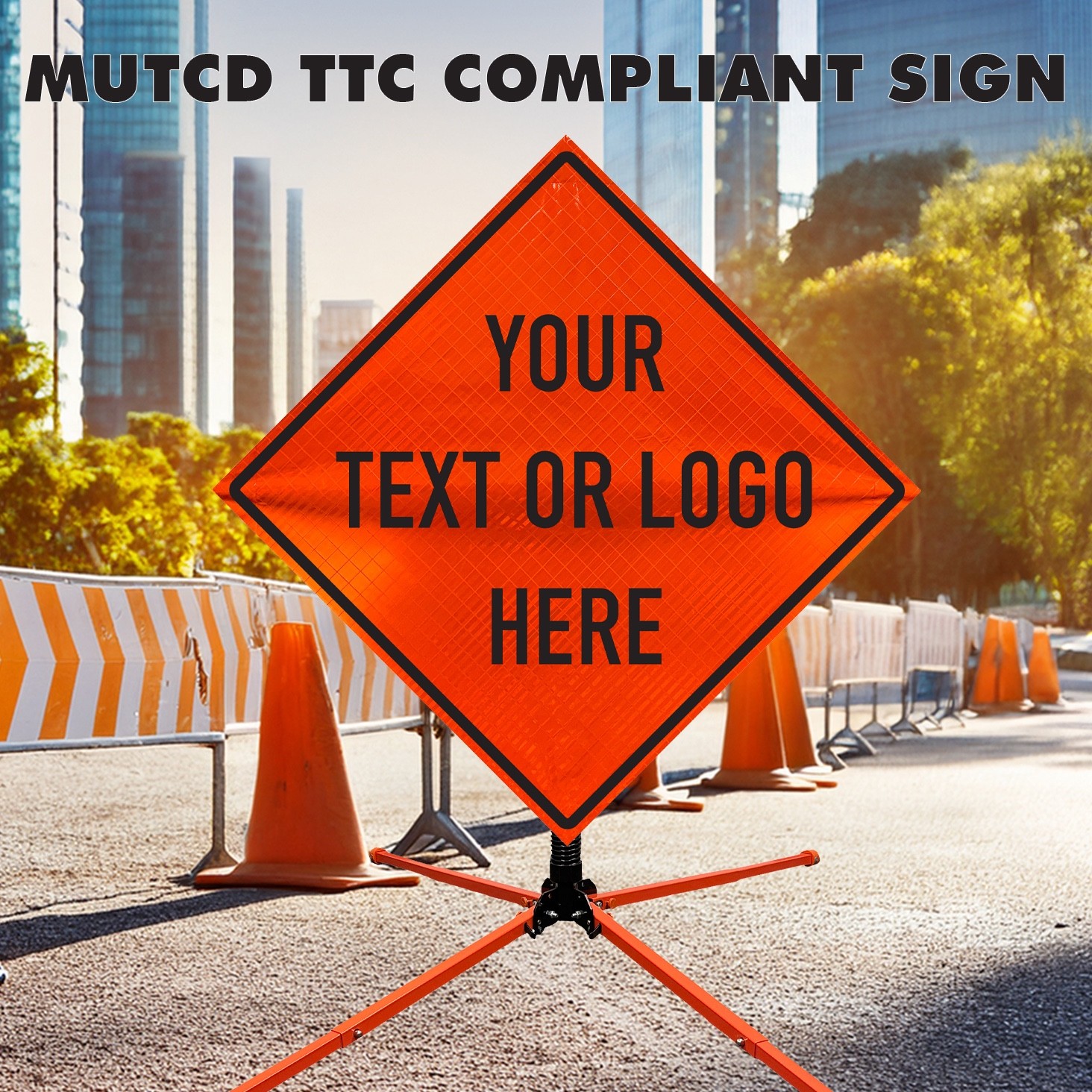 Custom 36″ Orange Reflective Roll-Up Traffic Safety Sign MUTCD