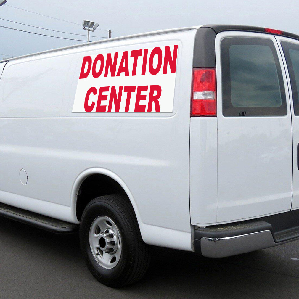 Car Magnet Set of 2 Donation Center Red Car Advertising Industrial Sign