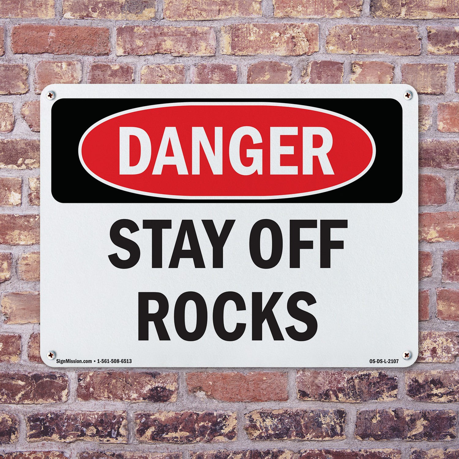Stay Off Rocks OSHA Danger Sign Metal, Plastic, Or Decal – 5 or 10 Pack