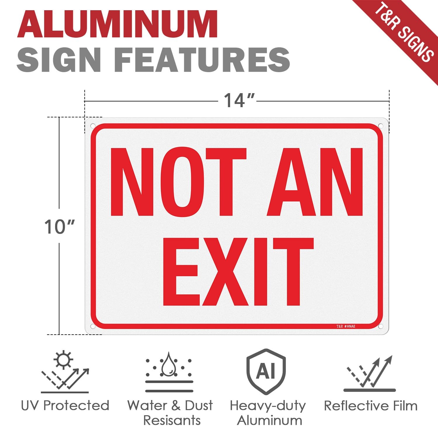 Large Not An Exit Sign – 2 Pack – 14 x 10 Inches Rust Free .040 Aluminum Refl…