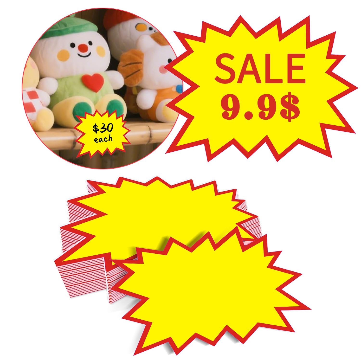 200 Pcs Starburst Signs Blank Sale Price Tags Retail Sale Signs Price Labels