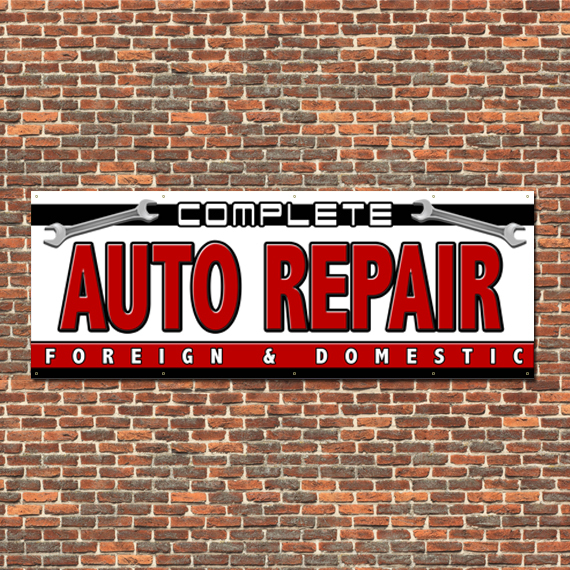 Auto Repair Banner 36″x96″ Free Shipping & Customization, Ready to Hang!