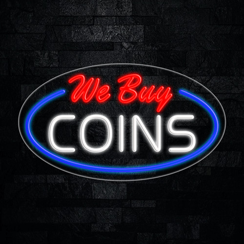 We Buy Coins LED Neon Sign 28″L x 16″H #34580