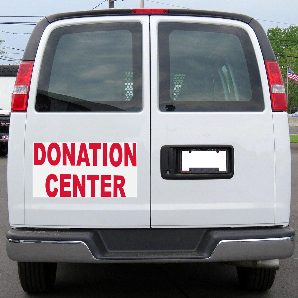 Car Magnet Set of 2 Donation Center Red Car Advertising Industrial Sign