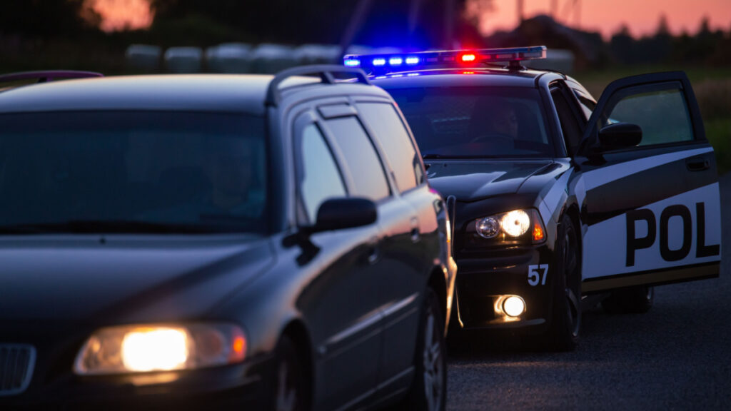 Police car pulled over a driver